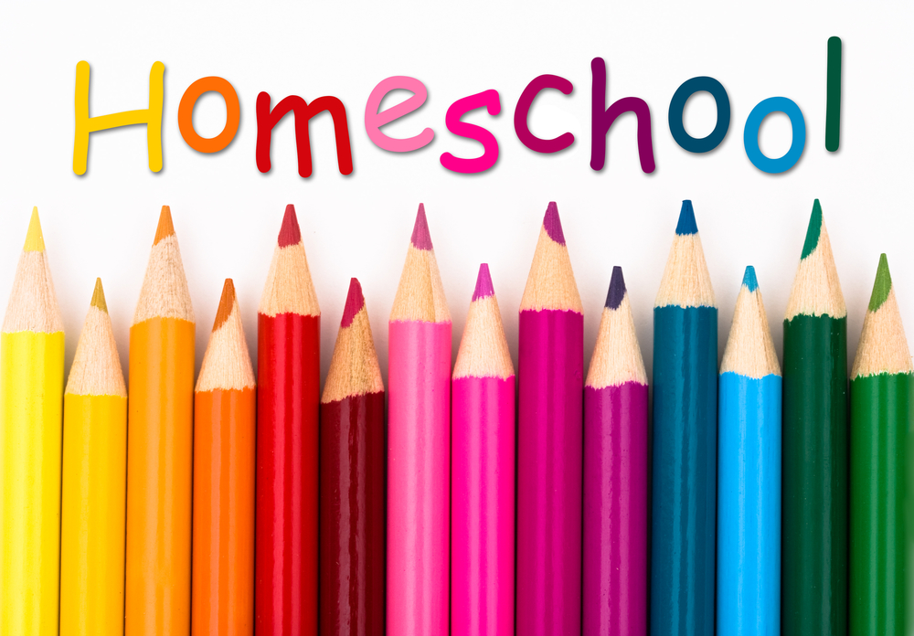 Homeschool with colored pencils