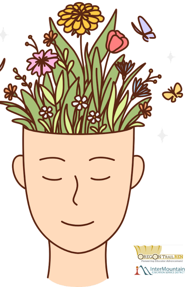 Head with flowers growing out of the top