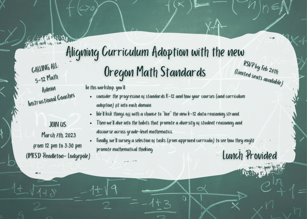 Aligning curriculum adoption with the new oregon math standards