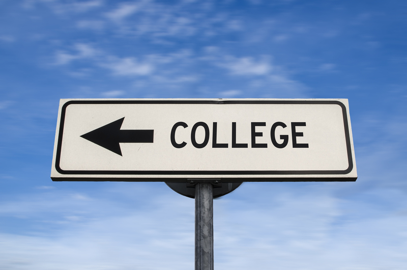 college sign on blue sky