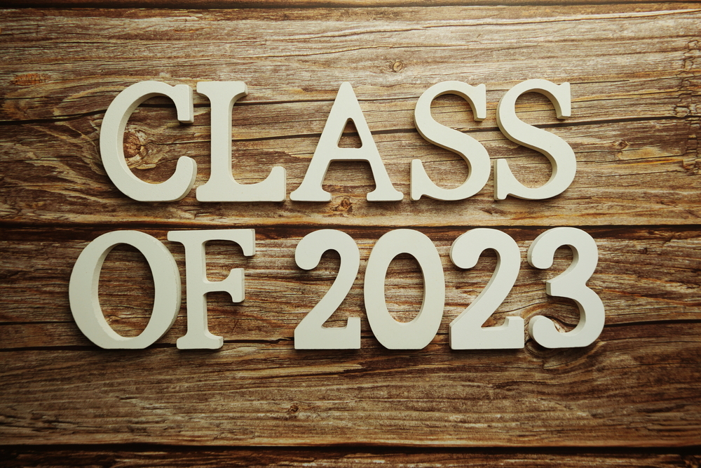 class of 2023 graphic on wood