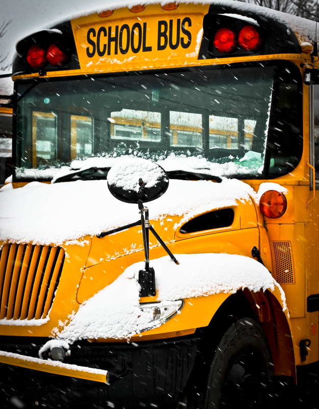 snowy school bus